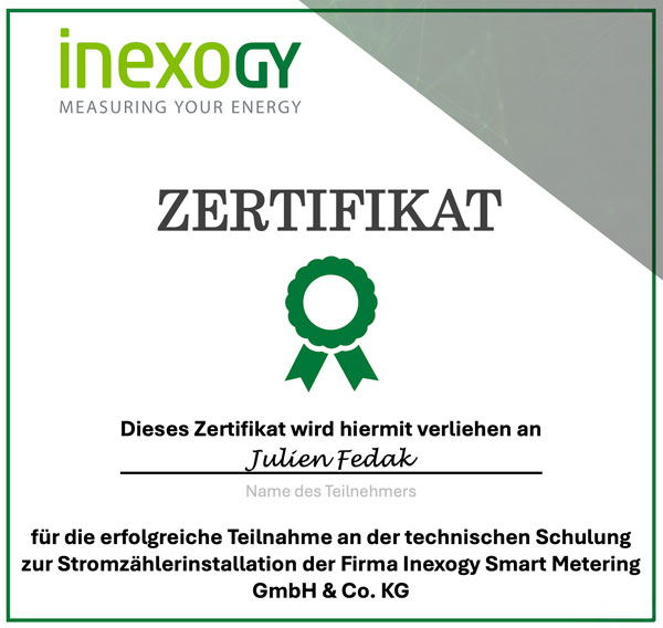 inexogy Zertifikat Julien Fedak