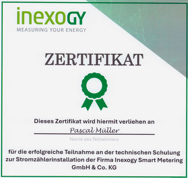 inexogy Zertifikat Pascal Müller